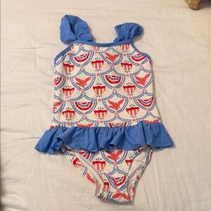 The Beaufort Bonnet Company Red and Blue Kids Swim One Piece